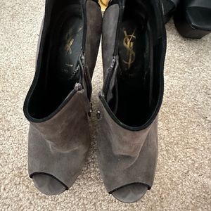 YSL ankle boot suede gray lace back size 36